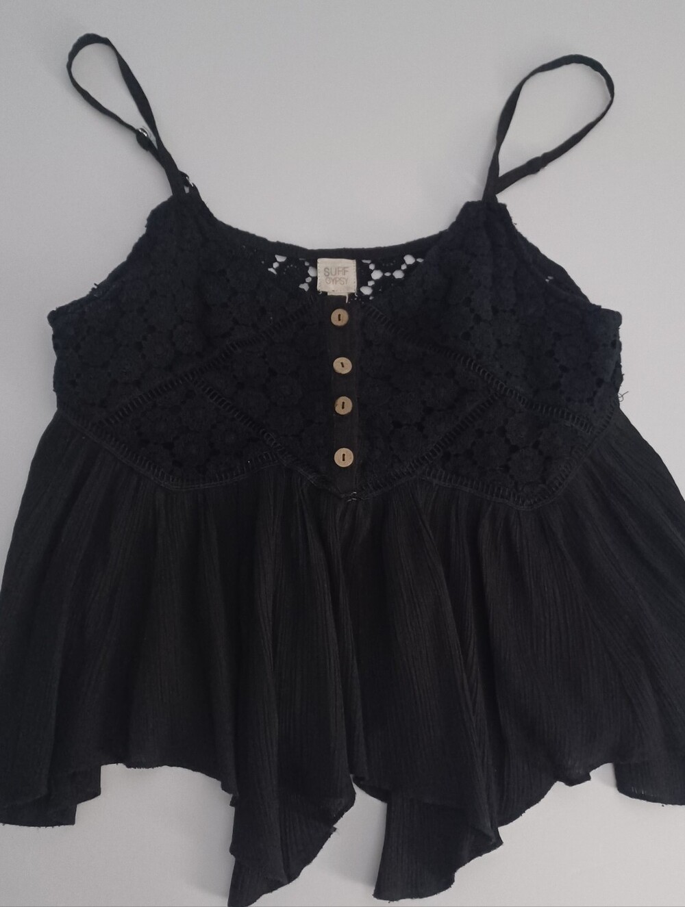 Surf Gypsy Lace Peplum Tank Sz M